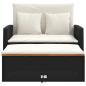 Preview: Gartensofa mit Kissen 2-Sitzer Schwarz Poly Rattan&Akazienholz
