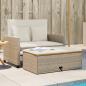 Preview: ARDEBO.de - Gartensofa mit Kissen 2-Sitzer Beige Poly Rattan & Akazienholz