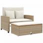 Preview: Gartensofa mit Kissen 2-Sitzer Beige Poly Rattan & Akazienholz