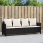 Preview: ARDEBO.de - Sonnenliege mit Kissen Schwarz Poly Rattan