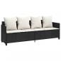 Preview: Sonnenliege mit Kissen Schwarz Poly Rattan