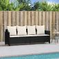 Preview: Sonnenliege mit Kissen Schwarz Poly Rattan