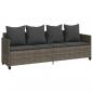 Preview: Sonnenliege mit Kissen Grau Poly Rattan