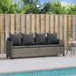 Preview: Sonnenliege mit Kissen Grau Poly Rattan
