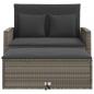 Preview: Gartensofa 2-Sitzer mit Kissen Grau Poly Rattan