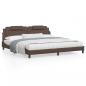 Preview: ARDEBO.de - Bettgestell mit LED Braun 200x200 cm Kunstleder