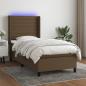Preview: ARDEBO.de - Boxspringbett mit Matratze & LED Dunkelbraun 90x200 cm Stoff