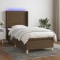 Preview: ARDEBO.de - Boxspringbett mit Matratze & LED Dunkelbraun 90x200 cm Stoff