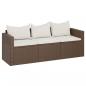 Preview: Gartensofa 3-Sitzer mit Kissen Braun Poly Rattan