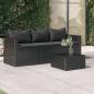 Preview: ARDEBO.de - 3-Sitzer-Gartensofa mit Kissen Schwarz Poly Rattan