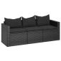 Preview: 3-Sitzer-Gartensofa mit Kissen Schwarz Poly Rattan