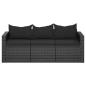 Preview: 3-Sitzer-Gartensofa mit Kissen Schwarz Poly Rattan