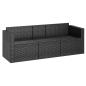 Preview: 3-Sitzer-Gartensofa mit Kissen Schwarz Poly Rattan