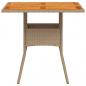 Preview: Gartentisch Beige 80x80x75 cm Poly Rattan Akazienholz