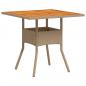Preview: Gartentisch Beige 80x80x75 cm Poly Rattan Akazienholz