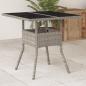 Preview: ARDEBO.de - Gartentisch mit Glasplatte Hellgrau 80x80x75 cm Poly Rattan