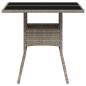 Preview: Gartentisch mit Glasplatte Hellgrau 80x80x75 cm Poly Rattan
