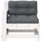 Preview: Gartensofa mit Armlehne und Kissen Weiß Massivholz Kiefer