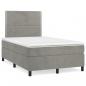 Preview: ARDEBO.de - Boxspringbett mit Matratze & LED Hellgrau 120x190 cm Samt
