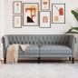 Preview: ARDEBO.de - Chesterfield-Sofa 3-Sitzer Hellgrau Stoff