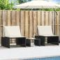 Preview: ARDEBO.de - Sonnenliegen 2 Stk. mit Tisch Schwarz Poly Rattan