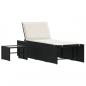 Preview: Sonnenliegen 2 Stk. mit Tisch Schwarz Poly Rattan