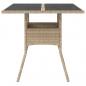 Preview: Gartentisch mit Glasplatte Beige 80x80x75 cm Poly Rattan
