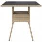 Preview: Gartentisch mit Glasplatte Beige 80x80x75 cm Poly Rattan