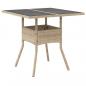 Preview: Gartentisch mit Glasplatte Beige 80x80x75 cm Poly Rattan