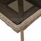 Preview: Gartentisch mit Glasplatte Beige 80x80x75 cm Poly Rattan