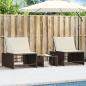 Preview: ARDEBO.de - Sonnenliegen 2 Stk. mit Tisch Braun Poly Rattan