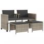 Preview: Gartensofa 2-Sitzer mit Tisch und Hockern Hellgrau Poly Rattan