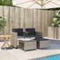 Preview: Gartensofa 2-Sitzer mit Tisch und Hockern Hellgrau Poly Rattan