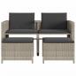 Preview: Gartensofa 2-Sitzer mit Tisch und Hockern Hellgrau Poly Rattan