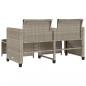 Preview: Gartensofa 2-Sitzer mit Tisch und Hockern Hellgrau Poly Rattan
