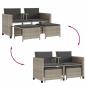 Preview: Gartensofa 2-Sitzer mit Tisch und Hockern Hellgrau Poly Rattan
