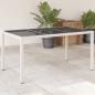 Preview: ARDEBO.de - Gartentisch mit Glasplatte Weiß 150x90x75 cm Poly Rattan