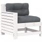 Preview: Gartensofa mit Armlehne und Kissen Weiß Massivholz Kiefer