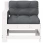 Preview: Gartensofa mit Armlehne und Kissen Weiß Massivholz Kiefer