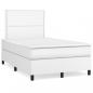 Preview: ARDEBO.de - Boxspringbett mit Matratze & LED Weiß 120x190 cm Kunstleder