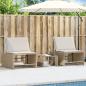 Preview: ARDEBO.de - Sonnenliegen 2 Stk. mit Tisch Beige Poly Rattan