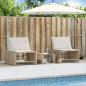 Preview: Sonnenliegen 2 Stk. mit Tisch Beige Poly Rattan