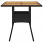 Preview: Gartentisch mit Holzplatte Schwarz 80x80x75 cm Poly Rattan