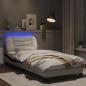 Preview: Bettgestell mit LED Weiß und Schwarz 90x190 cm Kunstleder