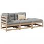Preview: ARDEBO.de - 3-tlg. Garten-Sofagarnitur mit Kissen Massivholz Kiefer