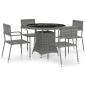 Preview: 5-tlg. Garten-Essgruppe Poly Rattan Anthrazit und Grau