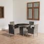 Preview: ARDEBO.de - 5-tlg. Garten-Essgruppe Poly Rattan Anthrazit und Grau