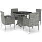 Preview: 5-tlg. Garten-Essgruppe Poly Rattan Anthrazit und Grau