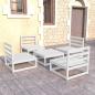 Preview: ARDEBO.de - 5-tlg. Garten-Lounge-Set Weiß Massivholz Kiefer