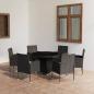 Preview: ARDEBO.de - 7-tlg. Garten-Essgruppe Poly Rattan Schwarz